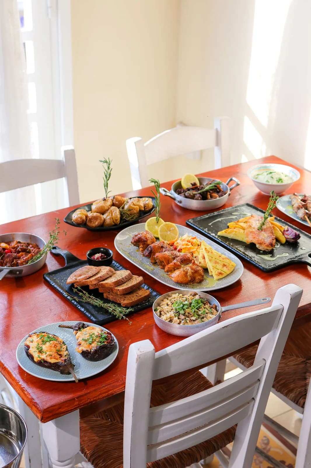 Seasonal table spread with shared plates